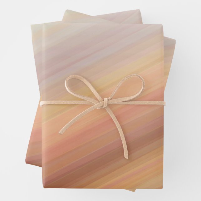 Gradient striped sunset orange brown earth tone  wrapping paper sheet (In situ)