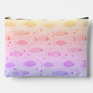 Gradient Sunset Fish Pattern Modern Accessory Pouch