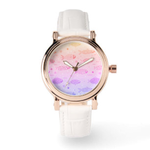 Gradient Sunset Fish Pattern Modern Watch