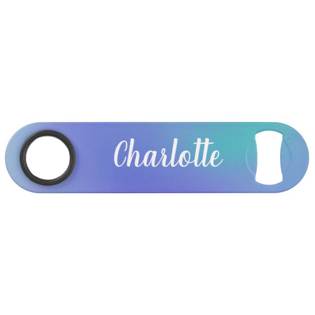 Gradient Teal Blue Watercolor Personalised Name  (Front (Horizontal))