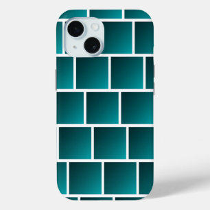 Gradient Teal Squares iPhone 15 Case
