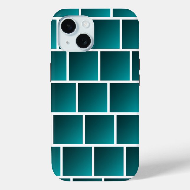 Gradient Teal Squares Case-Mate iPhone Case (Back)