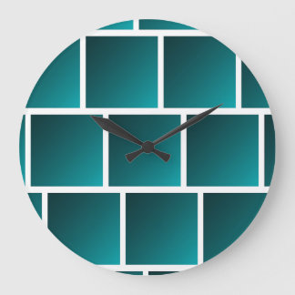 Gradient Teal Squares Large Clock