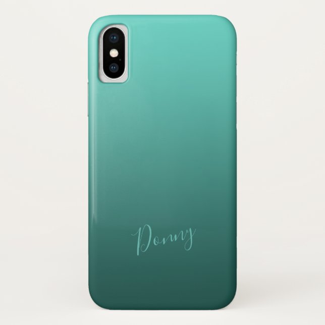 Gradient Teal with Custom Name Case-Mate iPhone Case (Back)