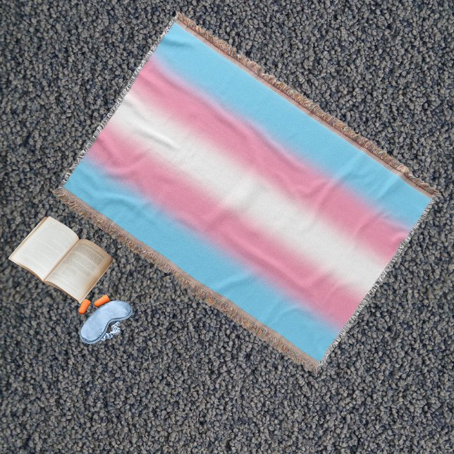 Gradient Transgender Pride Flag - Trans Flag Throw Blanket (Creator Uploaded)