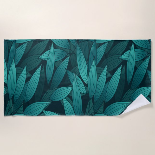 Gradient tropical leaves beach towel (Front)