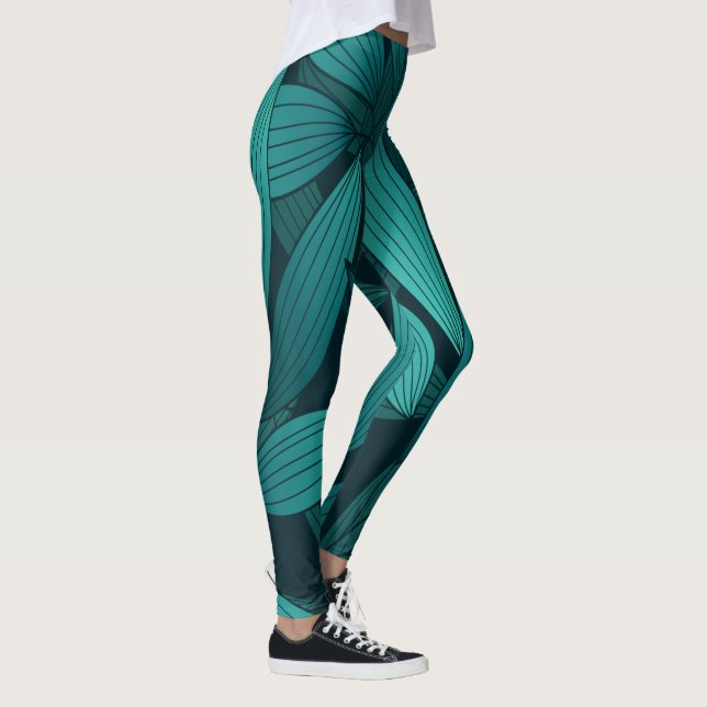 Gradient tropical leaves leggings (Right)