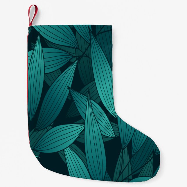 Gradient tropical leaves small christmas stocking (Front)