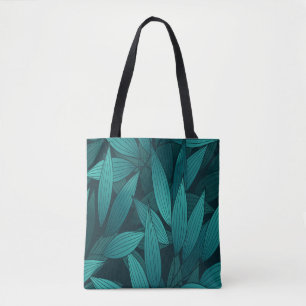 Gradient tropical leaves tote bag