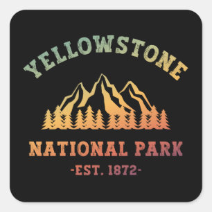 Gradient Yellowstone National Park Hiking Square Sticker