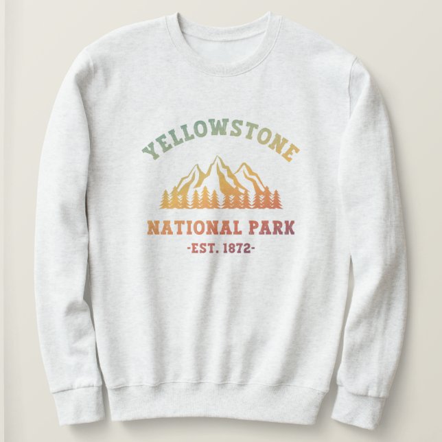 Gradient Yellowstone National Park Hiking  Sweatshirt (Design Front)
