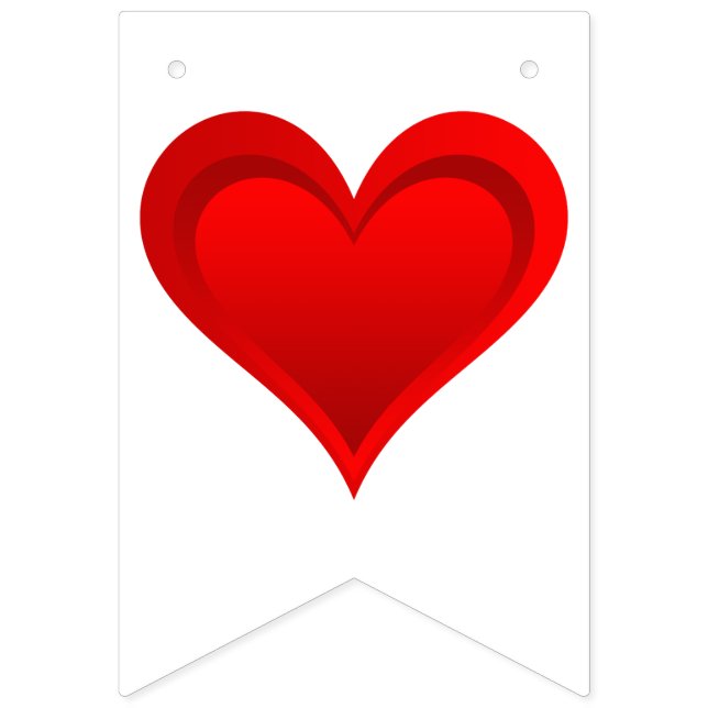 Gradients RED LOVE HEART + your backgr. & ideas Bunting (First Flag)