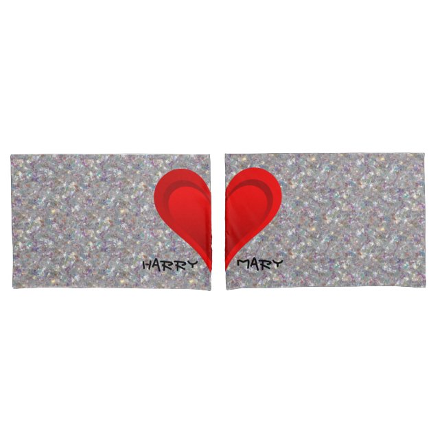 Gradients RED LOVE HEART + your backgr. & ideas Pillowcase (Front-Set)