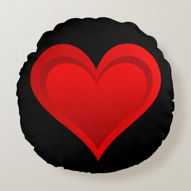 Gradients RED LOVE HEART + your backgr. & ideas Round Cushion (Front)