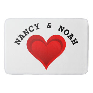 Gradients RED LOVE HEART + your text & ideas Bath Mat