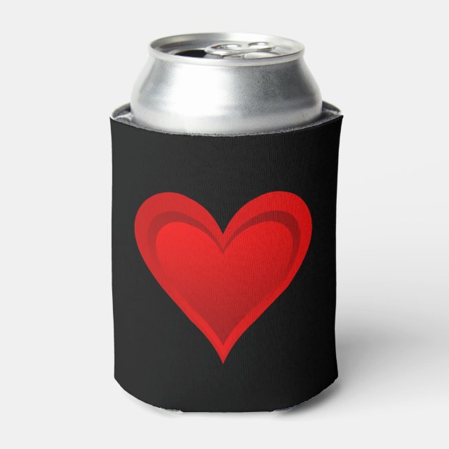 Gradients RED LOVE HEART + your text & ideas Can Cooler (Can Front)