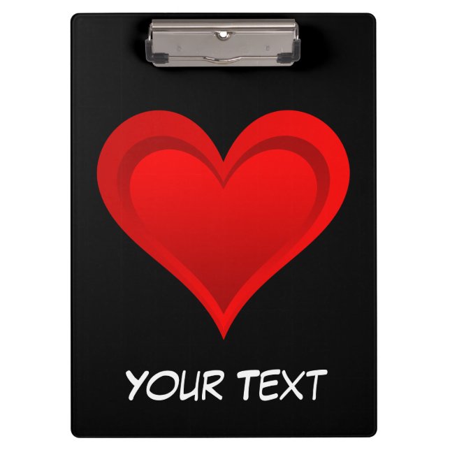 Gradients RED LOVE HEART + your text & ideas Clipboard (Front)