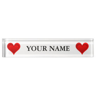 Gradients RED LOVE HEART + your text & ideas Nameplate