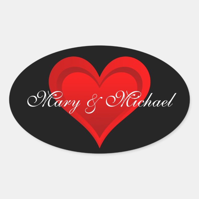 Gradients RED LOVE HEART + your text & ideas Oval Sticker (Front)