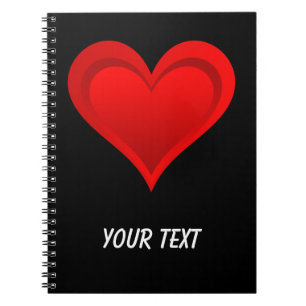 Gradients RED LOVE HEART + your text & ideas Spiral Notebook