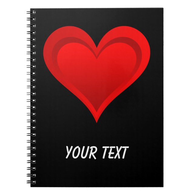 Gradients RED LOVE HEART + your text & ideas Spiral Notebook (Front)
