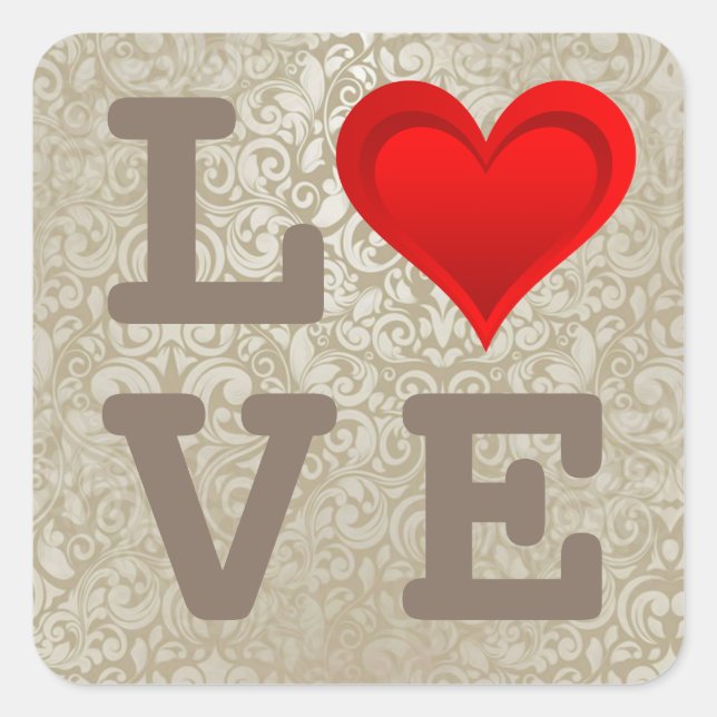 Gradients RED LOVE HEART + your text & ideas Square Sticker (Front)