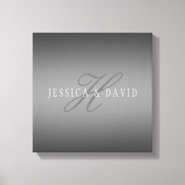 Gradually Changing Gradient Grey Any Name/s Canvas Print (Front)