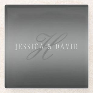 Gradually Changing Gradient Grey Any Name/s Glass Coaster