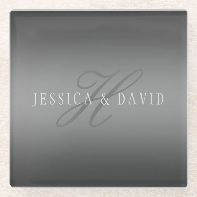 Gradually Changing Gradient Grey Any Name/s Glass Coaster (Front)