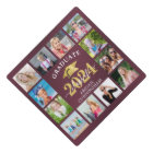 Graduate 12 Photo Collage Maroon Metallic Gold