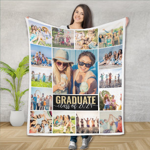 Graduate 15 Photo Collage Fleece Blanket