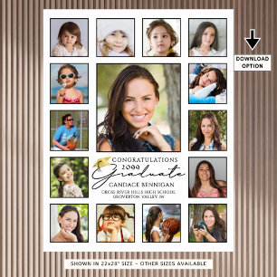 Graduate 15 Photo Collage Handwritten Script Poster