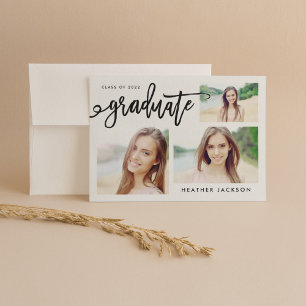 Graduate 2019 Trendy 3 Photo Collage Invitation