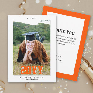 Graduate 2024 Classic Typography Graduation Photo Thank You Card