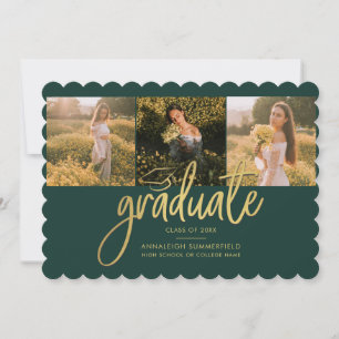 Graduate 2025 Green Photo Collage Graduation Announcement