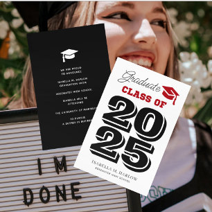 Graduate 2025 Red and Black Graduation Announcement