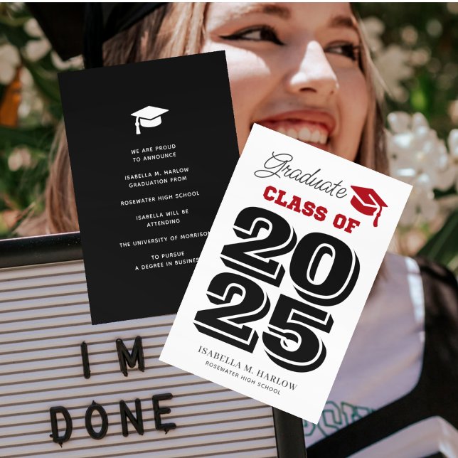 Graduate 2025 Red and Black Graduation Announcement (Creator Uploaded)