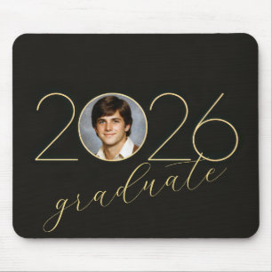 Graduate 2026 Photo Frame on Black Mouse Pad