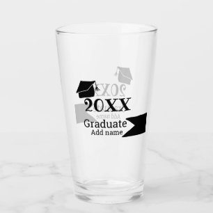 Graduate 20XX graduation hat simple minimal modern Glass