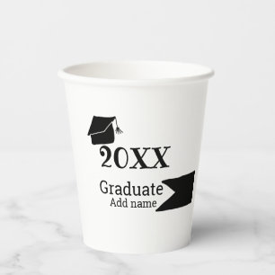 Graduate 20XX graduation hat simple minimal modern Paper Cups