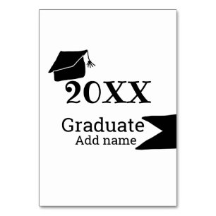 Graduate 20XX graduation hat simple minimal modern Table Number