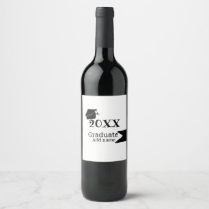 Graduate 20XX graduation hat simple minimal modern Wine Label