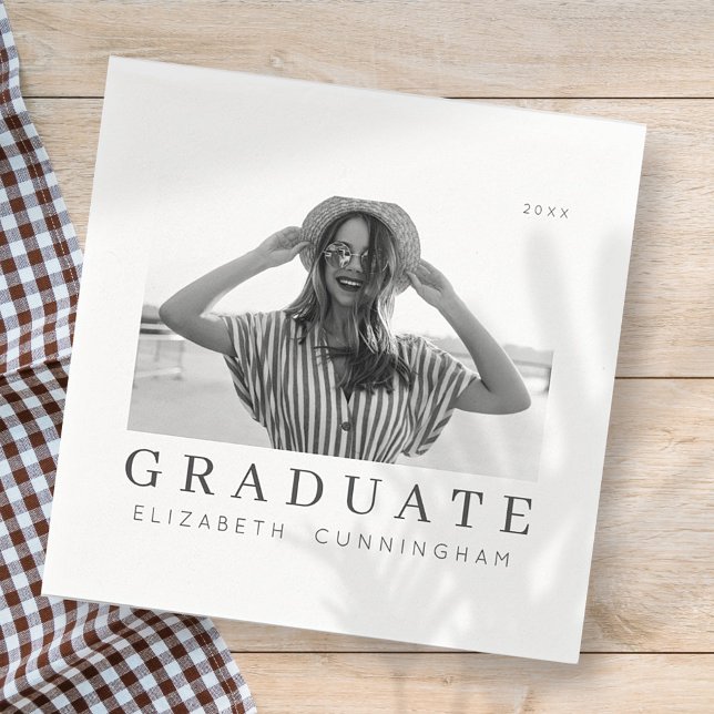 Graduate 20XX Modern Cool Simple Minimalist Photo Napkin (Creator Uploaded)