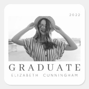 Graduate 20XX Modern Cool Simple Minimalist Photo Square Sticker