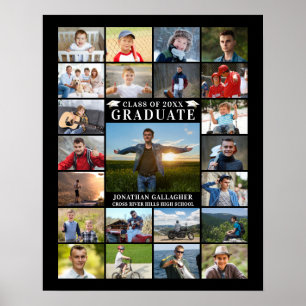 Graduate 23 Photo Collage Your Colour Personalised Poster