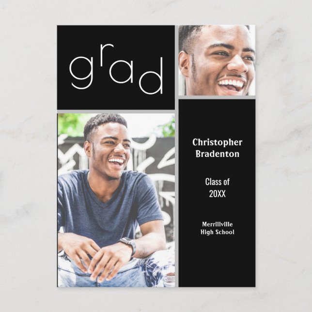 Graduate 2 Photo Announcement Postcard (Front)