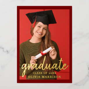 Graduate 2 Photo Graduation Modern Red Gold