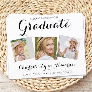 Graduate 3 Photo Budget Graduation Announcement