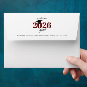 Graduate 3 Photo Collage Maroon Graduation Envelope