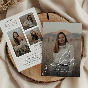 Graduate 4 Photo Collage Graduation Party Invitation